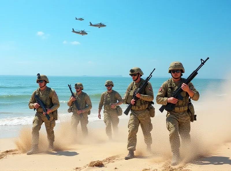 Thai and South Korean marines storming a beach during Cobra Gold military exercise