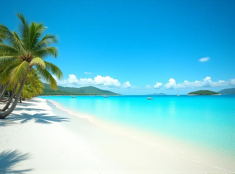 A panoramic view of a beach in Pattaya, Thailand, with clear blue water and white sand, illustrating the popular tourist destination.