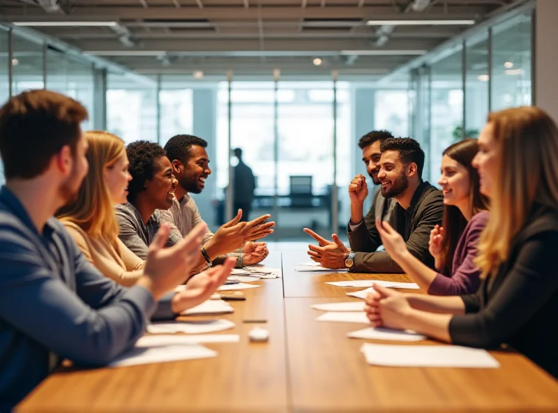 A diverse group of people having a lively discussion around a table, symbolizing the potential for rich online conversation.