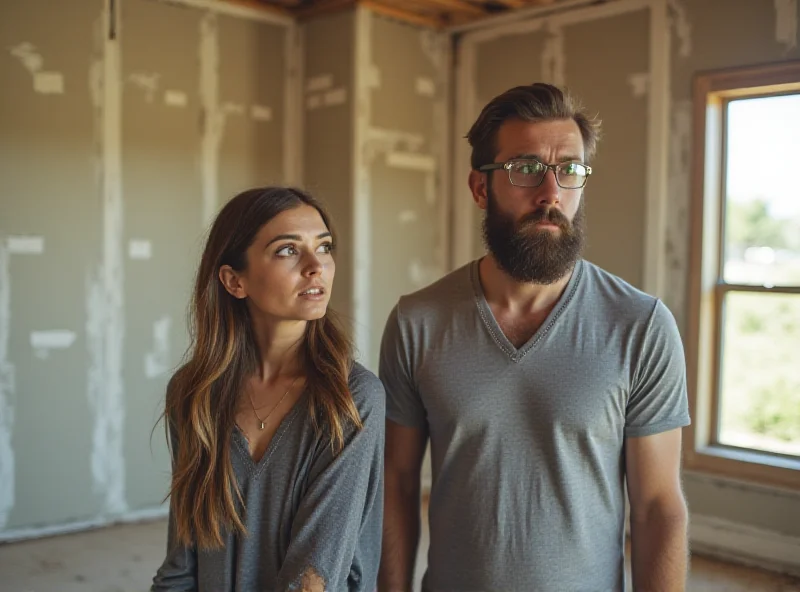 Christina Haack and Josh Hall looking stressed during a renovation project.