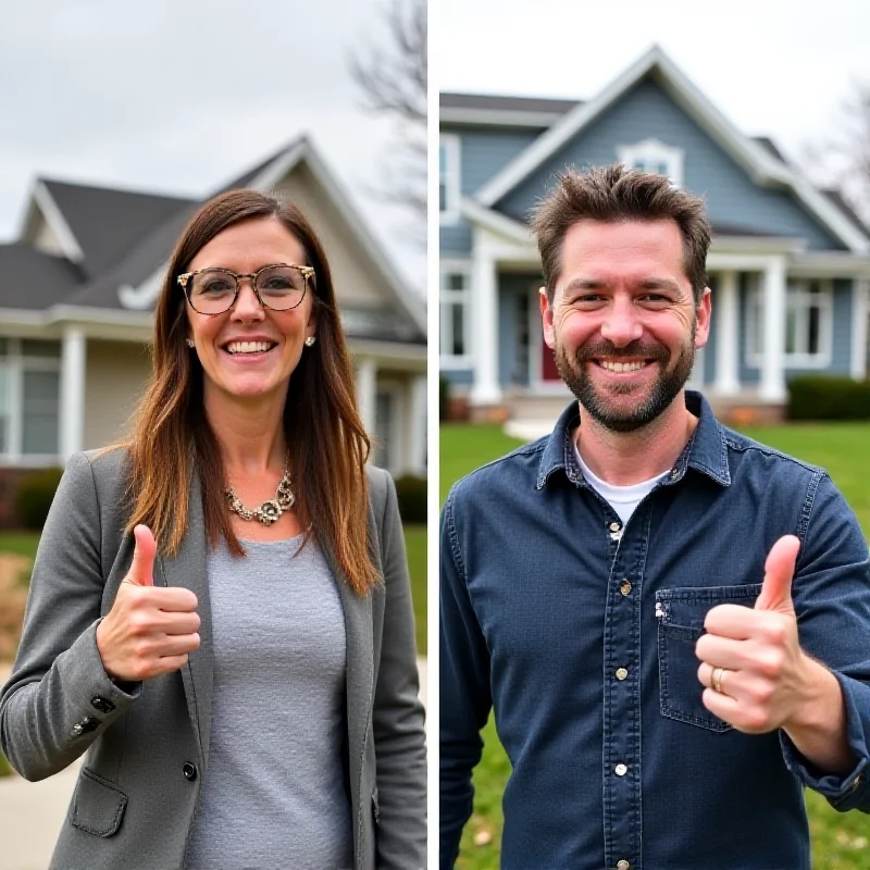 A split image showing Christina Haack and Tarek El Moussa smiling after a renovation project.