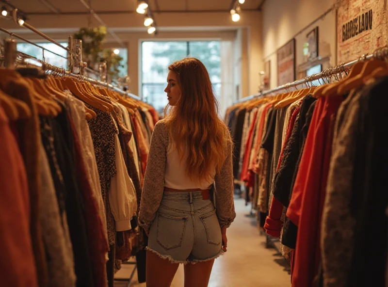 A group of young women browsing clothing in a Brandy Melville store.