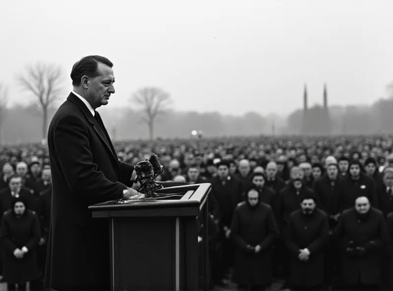 Franklin D. Roosevelt giving a speech during his inauguration, surrounded by onlookers.