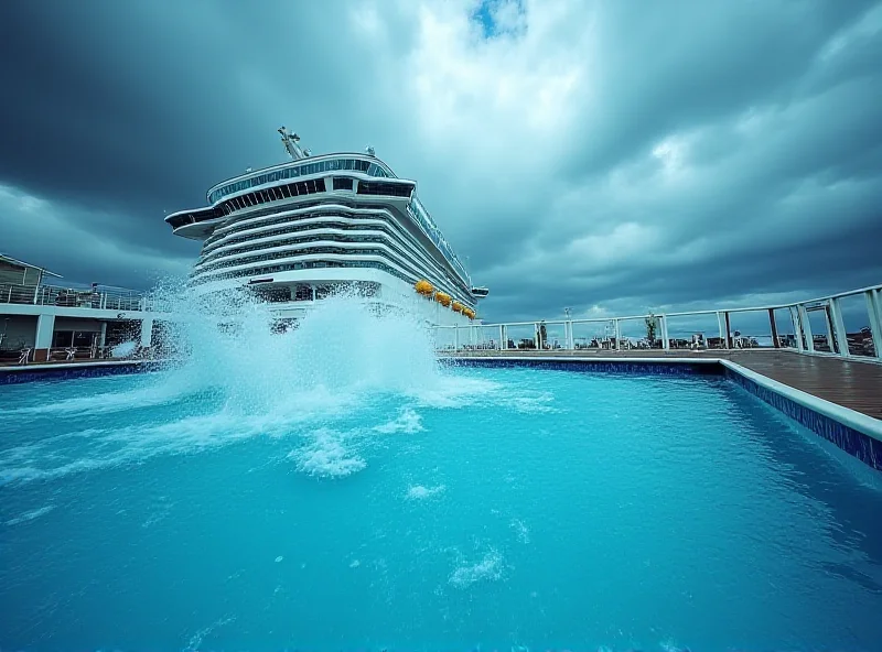 Overflowing pool on a cruise ship during a storm