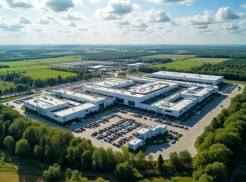 Aerial view of the Toyota Kolín car factory in the Czech Republic