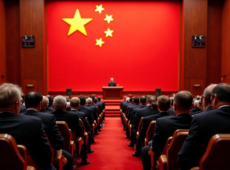 Image of the Great Hall of the People in Beijing during the National People's Congress.