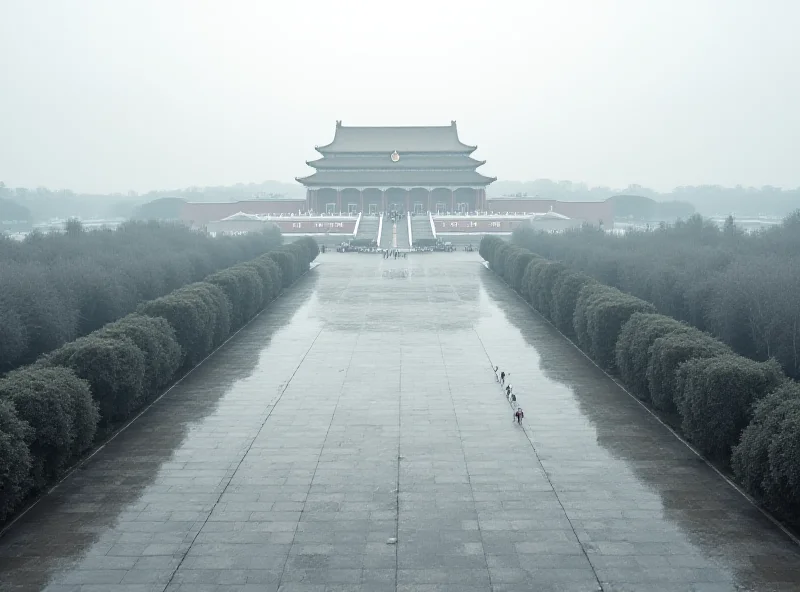 Aerial view of Tiananmen Square in Beijing, showing the vast scale and symbolic importance of the location.