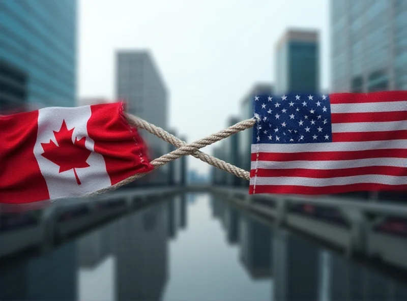 Image depicting the Canadian and US flags facing each other, symbolizing trade tensions