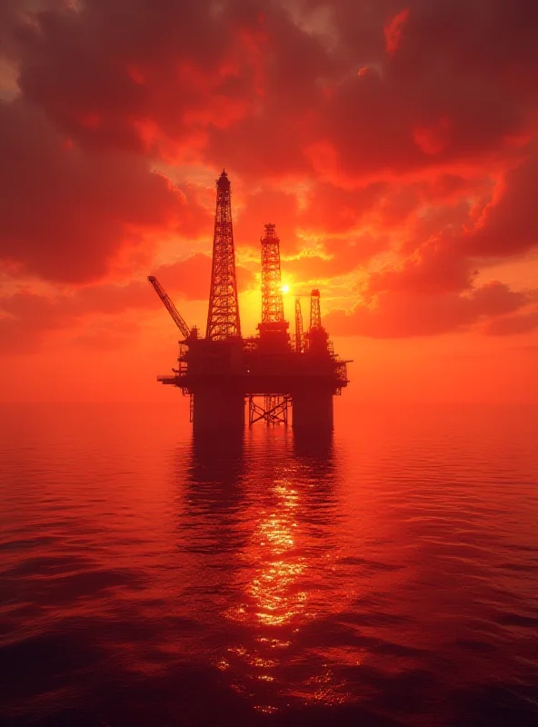 Image of an oil rig at sunset, symbolizing the energy market decline