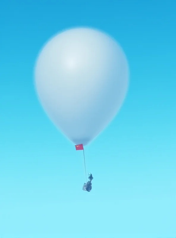 Illustration of a weather balloon floating in the sky, with the silhouetted outline of Taiwan in the background and faint Chinese flag colors on the balloon.