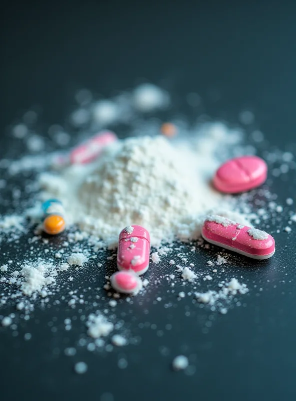 Image of fentanyl pills and powder on a dark surface, symbolizing the opioid crisis.