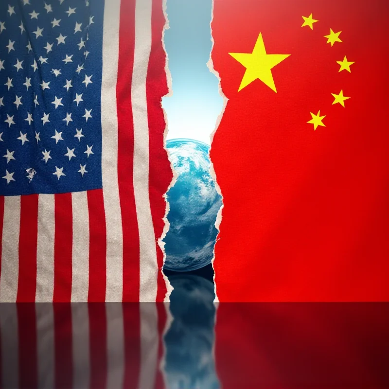 Image depicting the flags of the United States and China facing each other, symbolizing the ideological confrontation.