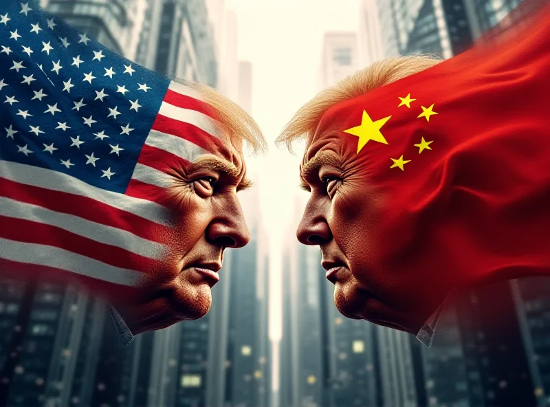 Illustration of US and Chinese flags facing off, symbolizing the trade war.