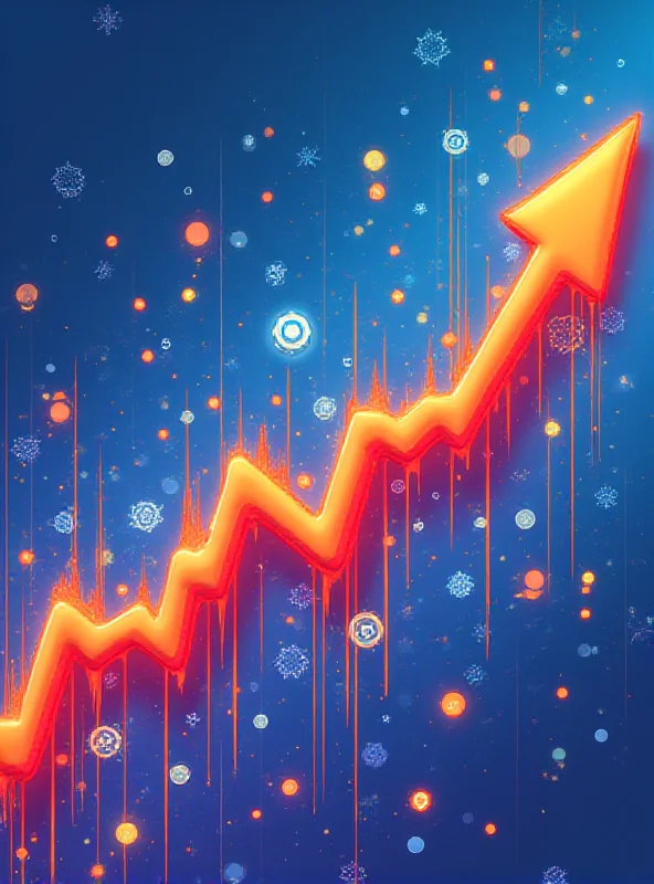 A stylized graph showing Alibaba's stock price increasing sharply, with AI icons in the background