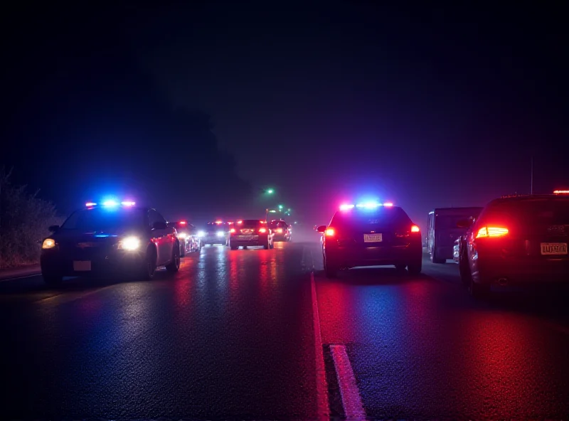 Police at an accident scene at night