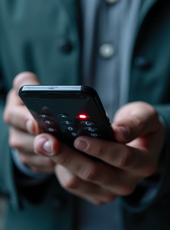 Close up of a hand dialing 999 on a phone