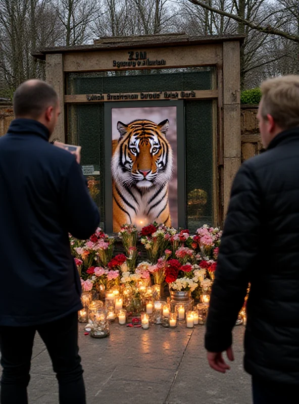 A memorial display at Gdańsk Zoo for the tiger Dominik.