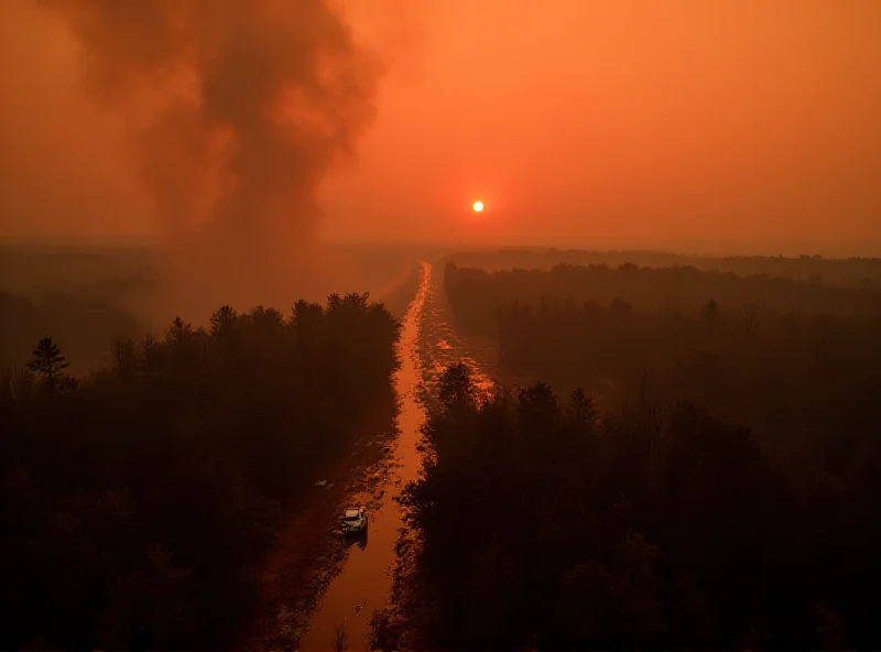 Aerial view of wildfires in South Carolina