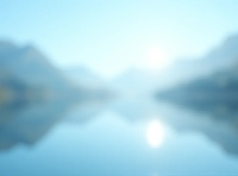 Abstract image of a calm, serene landscape with mountains and a lake, representing tranquility.