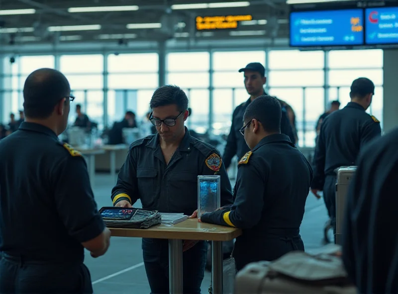 Image of customs officials inspecting luggage at an airport