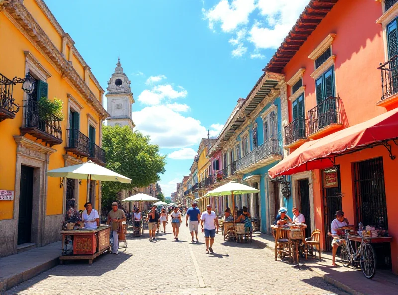 Colorful street scene in Cartagena, Colombia