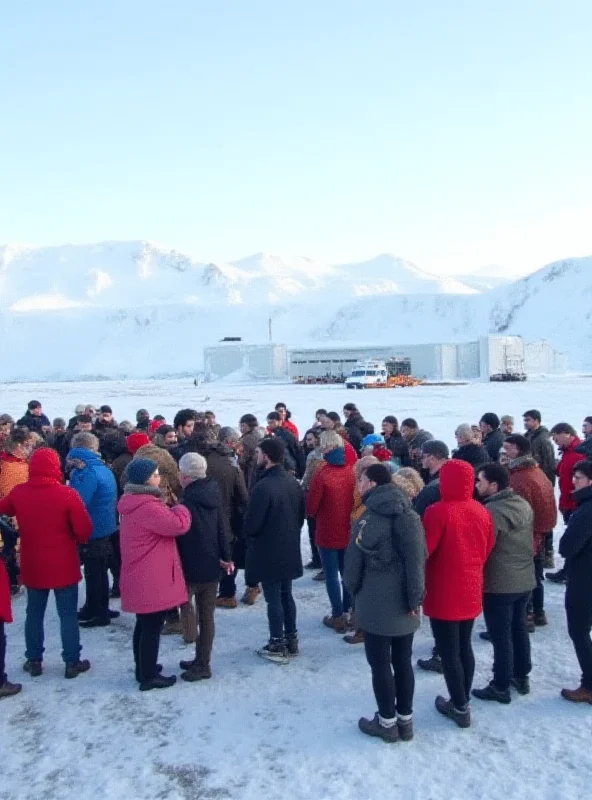 Crowds of tourists visiting Antarctica.