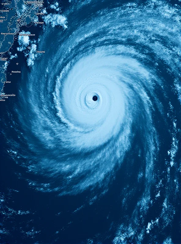 Satellite image of a cyclone approaching the coast of Australia.