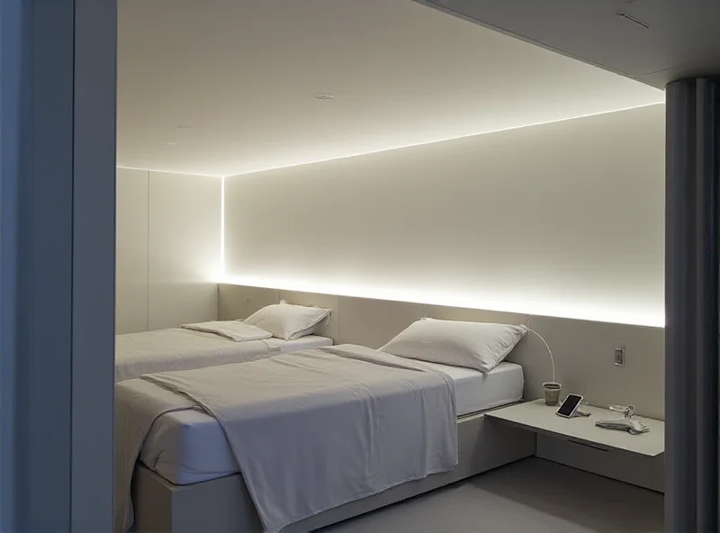 Interior view of a sleep pod in Dubai airport