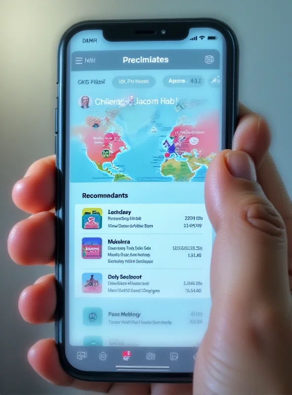 A futuristic interface showing personalized travel recommendations based on AI analysis of user preferences.