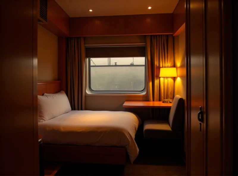 Interior of a Caledonian Sleeper train cabin.