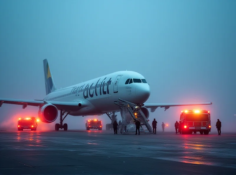 Airplane emergency landing with slides deployed