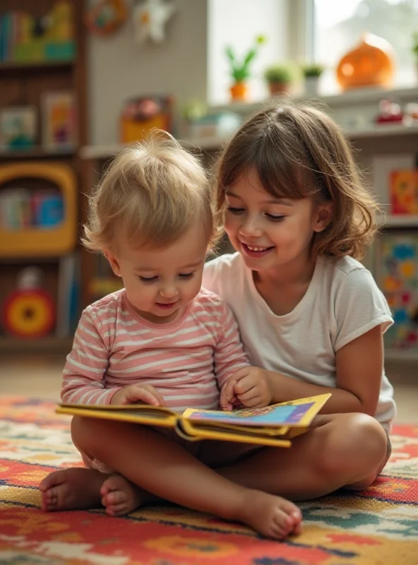 A child reading a book with an adult, both smiling