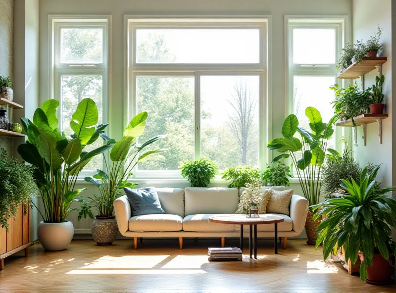 A vibrant indoor plant in a modern living room setting