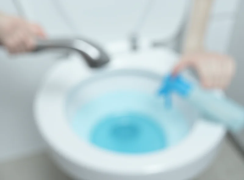 A person happily spraying toilet bowl cleaner into a toilet.