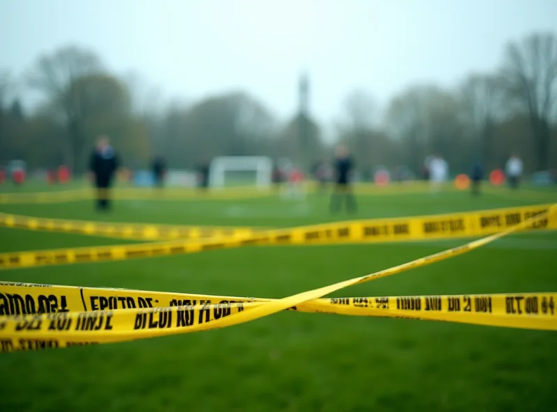 Police tape surrounding a sports field