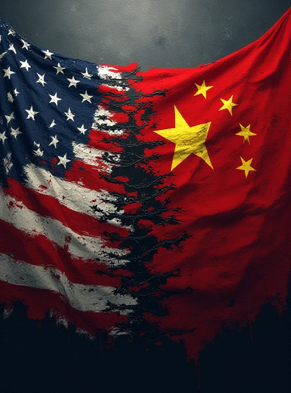 A stylized image representing trade war with flags of Canada, the US and China clashing.