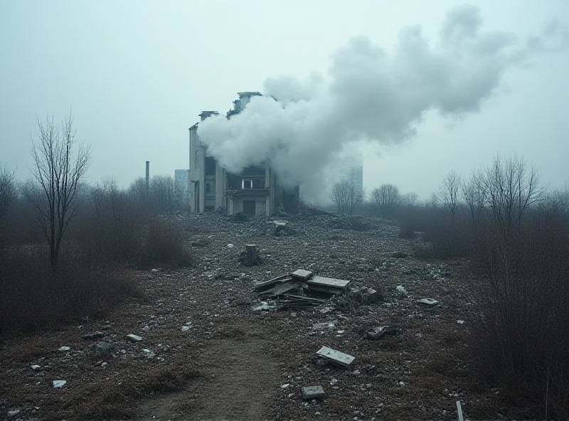 Image of destroyed energy infrastructure in Ukraine after a Russian attack.