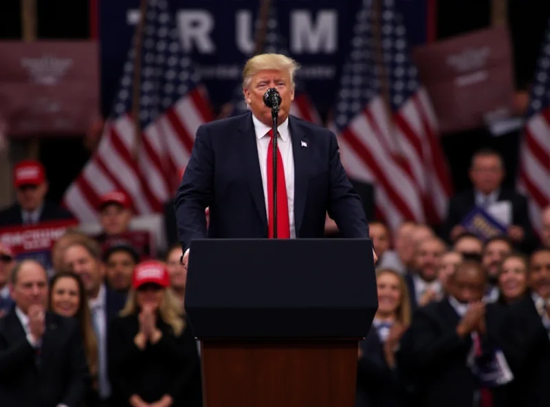 Donald Trump at a rally giving a speech.