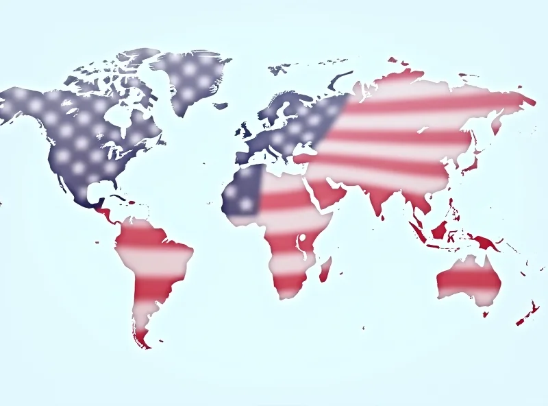 A world map highlighting Greenland, with an American flag superimposed lightly over the island.