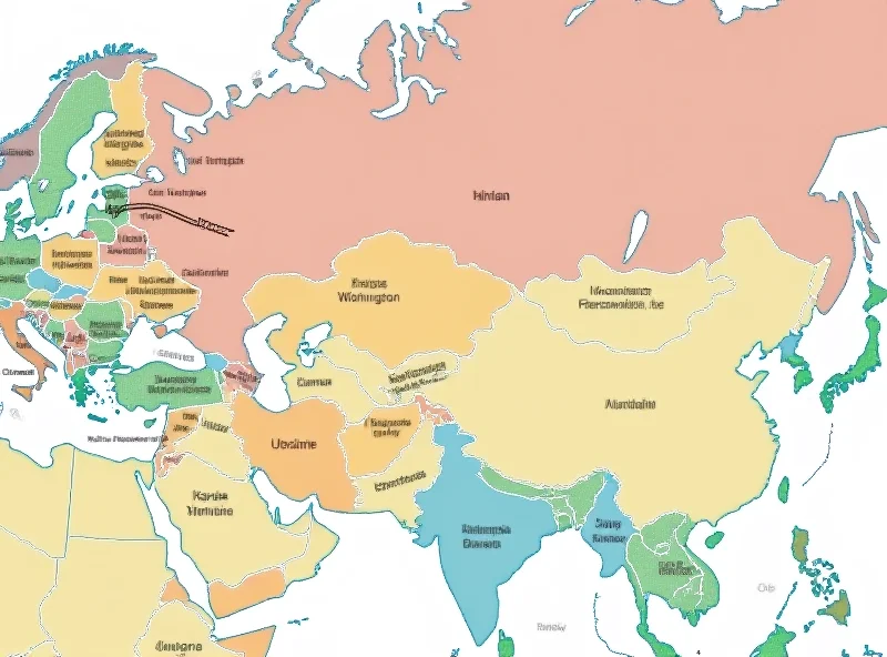 A map showing the locations of the United States, Russia, and Ukraine