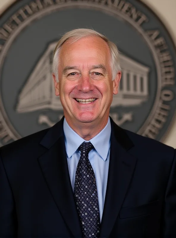 Doug Collins standing in front of the Veterans Affairs seal, smiling confidently