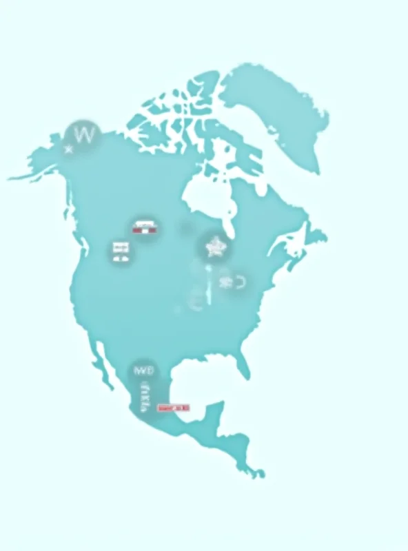 A map highlighting Canada, the United States, and Mexico, symbolizing the upcoming tariffs.