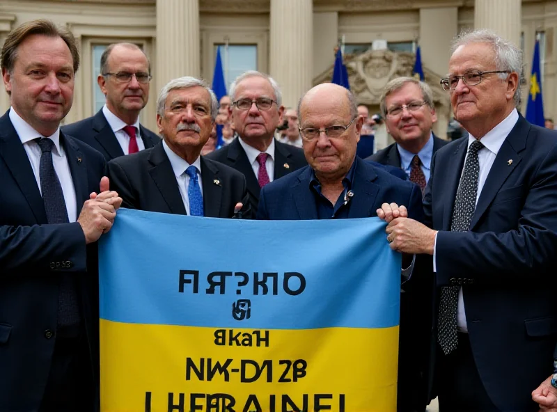 European leaders standing together in support of Ukraine.