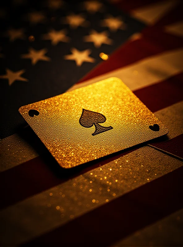 A stylized golden card with a faint American flag background.