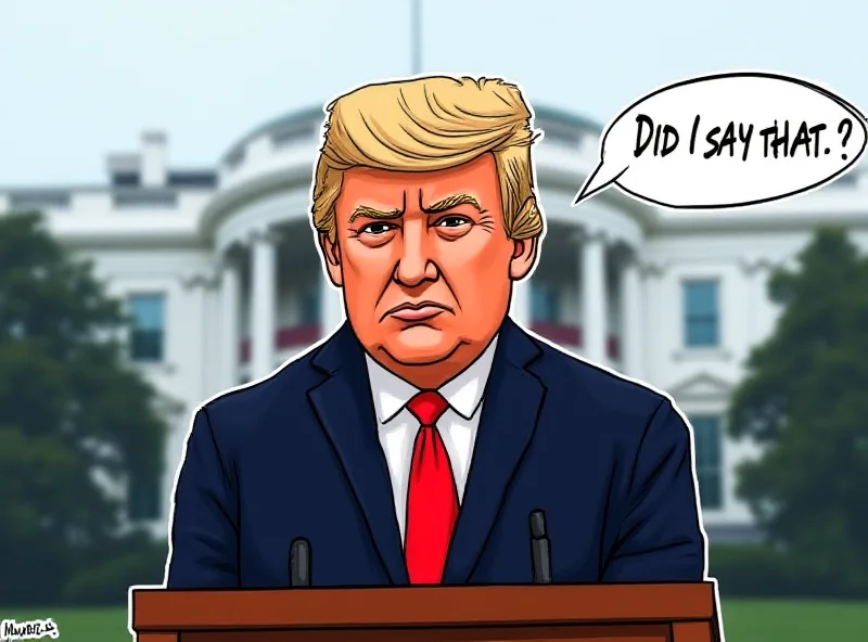 Drawing of Donald Trump looking confused with a speech bubble saying 'Did I say that?'