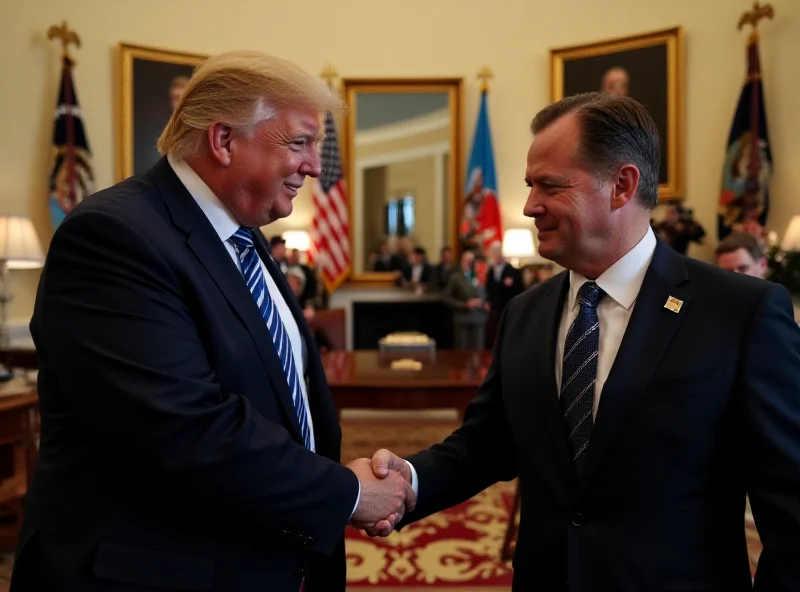 Donald Trump and Volodymyr Zelensky shaking hands at the White House