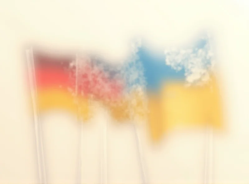 A digital illustration showing the flags of several European countries and Ukraine intertwined, symbolizing support and unity.