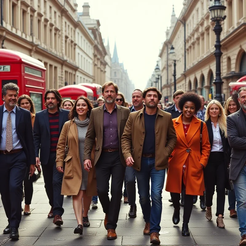 A diverse group of people in London