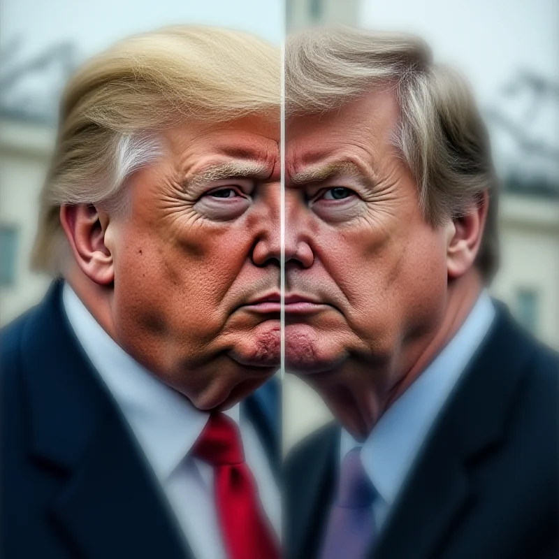 A split image, with Donald Trump on one side looking serious, and Volodymyr Zelenskyy on the other side looking concerned.