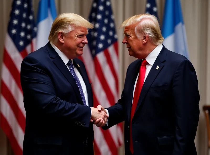 Donald Trump shaking hands with Javier Milei